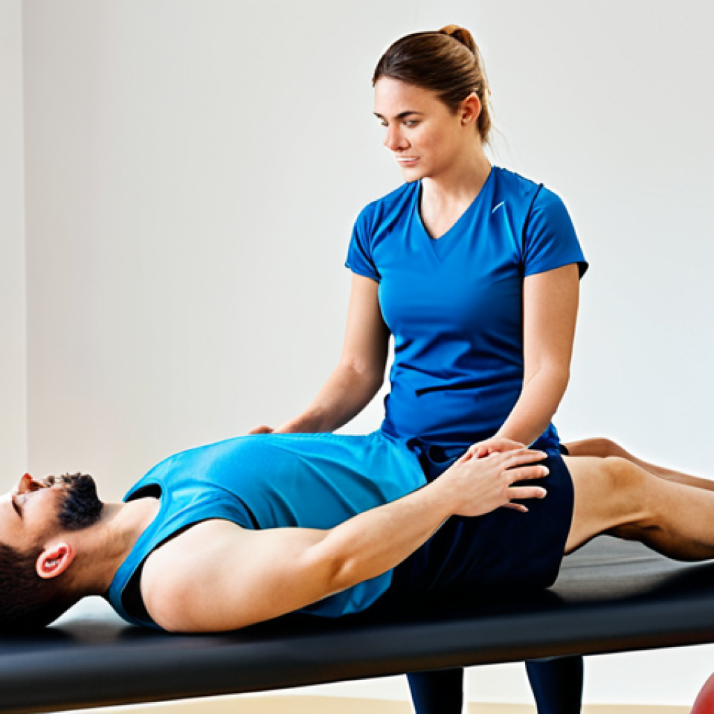 Physical Therapy Session**
"A patient, fully clothed in athletic wear, performing a core strengthening exercise with a physical therapist in a bright, modern clinic. The therapist is guiding the patient, ensuring correct form. Exercise ball visible. Safe for work, appropriate content, fully clothed, professional setting, perfect anatomy, natural proportions, family-friendly."
**