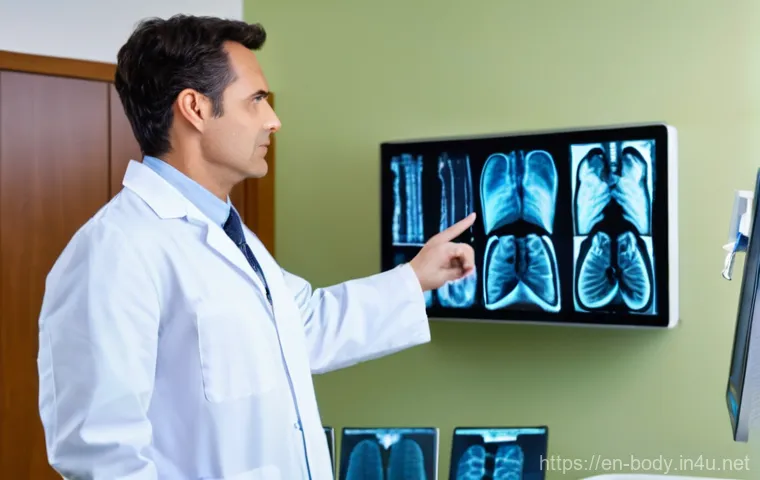 허리 통증 진료비용 비교 - **Prompt 1: Initial Consultation and Diagnosis**
"A clean, well-lit doctor's office with a large...