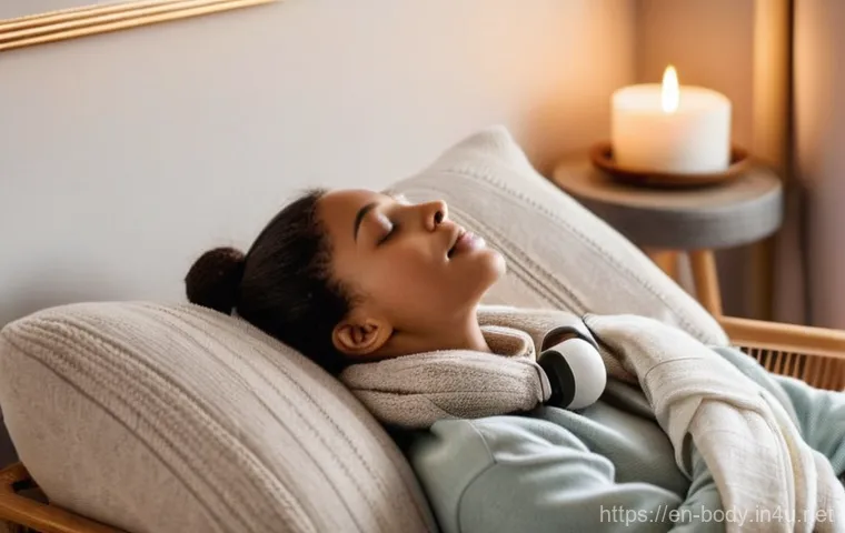 목 통증 마사지 도구 추천 - **Prompt 1: From "Tech Neck" Strain to Ergonomic Comfort**
    An image depicting a two-part scene. ...