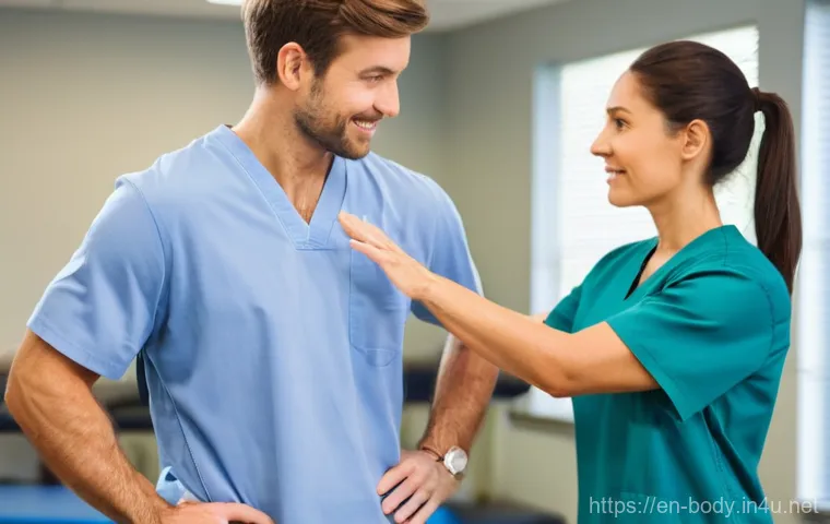 손목 통증 의료보험 적용 - **Prompt:** A young adult, wearing a comfortable, long-sleeved shirt and casual pants, sits at a woo...