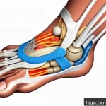 발바닥 통증 치료법 비교 - A detailed medical illustration showing a human foot with highlighted areas of common pain causes su...