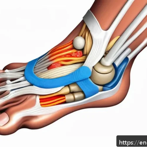 발바닥 통증 치료법 비교 - A detailed medical illustration showing a human foot with highlighted areas of common pain causes su...